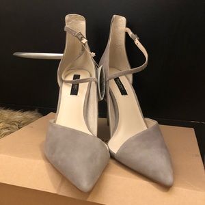 Zara Asymmetrical Gray Pumps with Strap